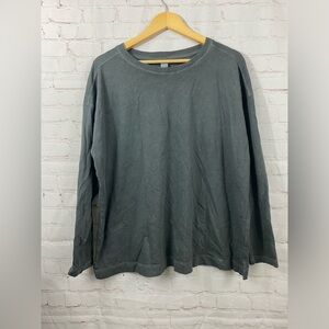 Old Navy Relaxed Long Sleeve Tee Charcoal Gray Scoop Neck Womens Size XL